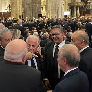 Il sindaco Claudio Scajola con Toti al funerale di Silvio Berlusconi (foto)