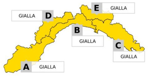 Maltempo: Arpal emette allerta gialla su tutta la regione dalle 6.00 alle 18.00 di lunedì