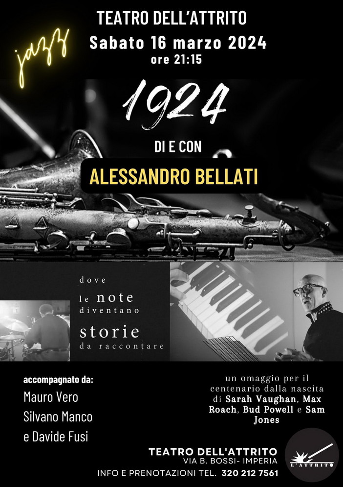 Imperia: reading musicale '1924' di e con Alessandro Bellati al teatro dell'Attrito