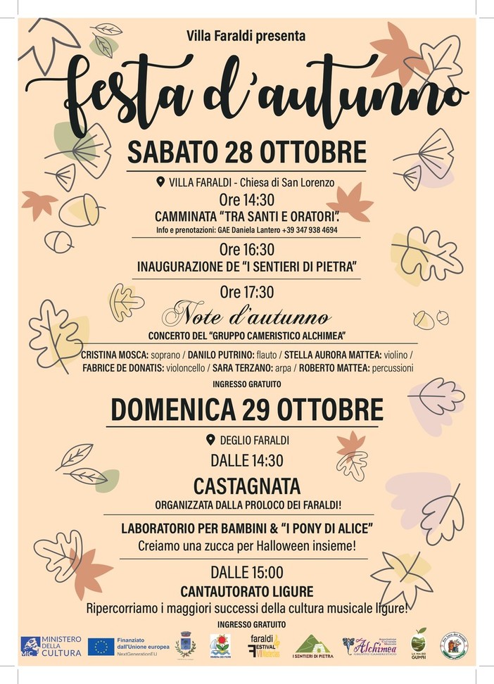 Nel fine settimana torna la Festa d'Autunno a Villa Faraldi