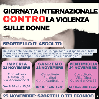 Giornata Internazionale Contro la Violenza sulle Donne, tutte le iniziative di Asl1