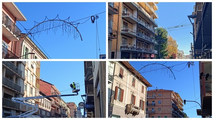 Vallecrosia, al via l’installazione delle luminarie di Natale lungo le vie della città (Foto e video)