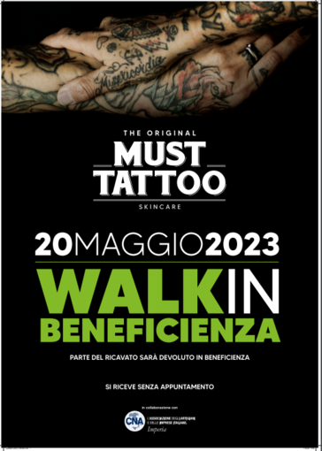 Must Tattoo Skin Care e Cna Imperia organizzano walk-in di beneficienza