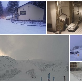 Nevicata nella notte sulle alture: imbiancati Monesi, Colle Melosa e Mendatica. Pioggia sulla costa (Foto)