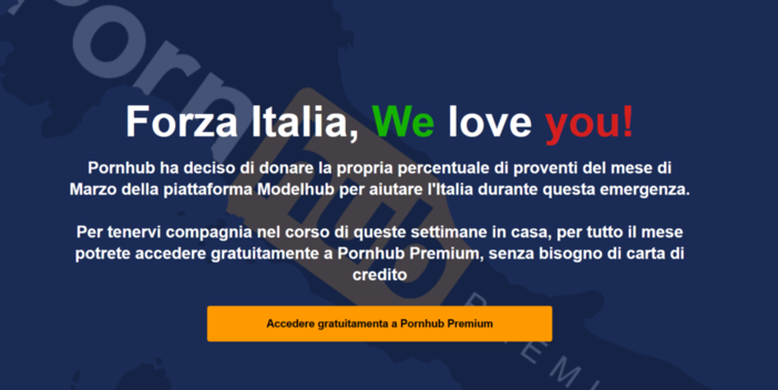 Coronavirus: la solidarietà ha tante forme, tra le risorse web anche Pornhub diventa gratis per gli italiani