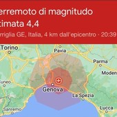 Scossa di terremoto di magnitudo 4.2 nell'entroterra di Genova: nella nostra provincia nessuna segnalazione