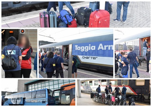 Taggia: transitato dalla stazione il treno diretto a Lourdes, pellegrini spostati su 10 pullman (Foto e Video)