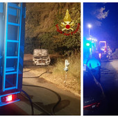 Camporosso, auto parcheggiata prende fuoco in Strada degli Olandesi (foto)