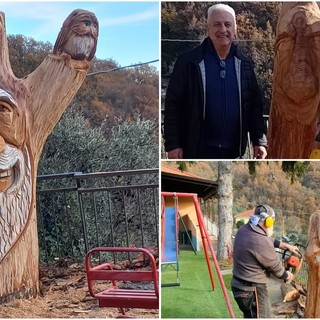 A Poggialto l'albero di cedro chiude il suo ciclo vitale, ma vive come 'spirito dei boschi' grazie a uno scultore del legno