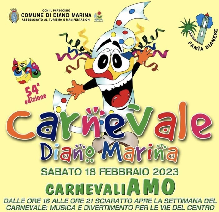 Diano Marina: da sabato prossimo, festa di Carnevale per un'intera settimana