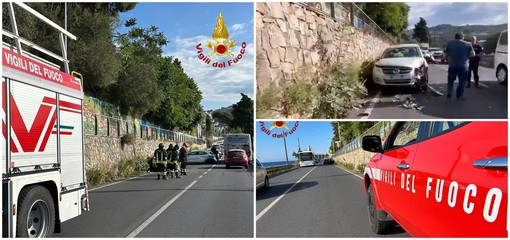 San Lorenzo al Mare, incidente sulla via Aurelia: due feriti (foto e video)