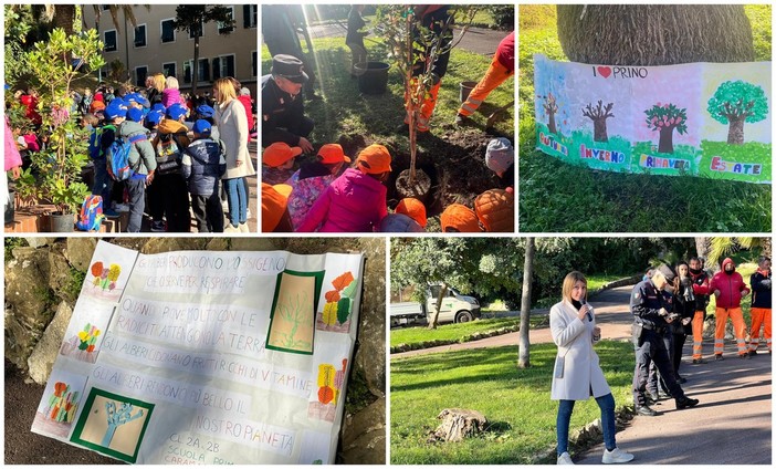 Giornata Nazionale dell'Albero, i bambini imperiesi  partecipano alla piantumazione di quattro nuove piante