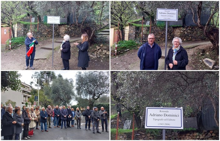 Un omaggio ad Adriano Dominici: intitolata al tipografo imperiese la rotonda in viale Europa (foto e video)