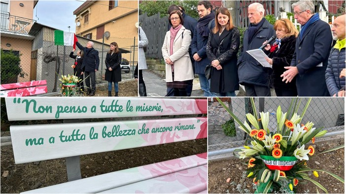 Imperia, inaugurata in Caramagna una panchina in ricordo dei bambini deportati nei campi di sterminio nazisti (foto)