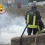 Canneto in fiamme a Diano Marina, intervengono i vigili del fuoco