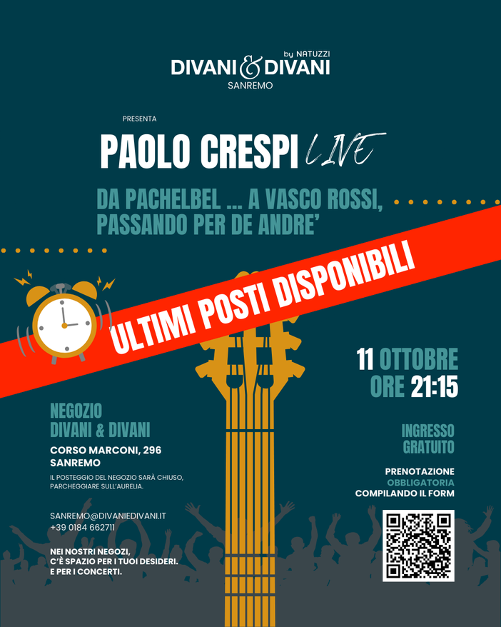 Ultimi posti per il Concerto di Chitarra alla Divani &amp; Divani