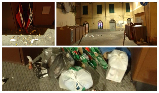 Imperia, rifiuti e degrado in via san Giovanni, via del Collegio e piazza Calvi (foto)