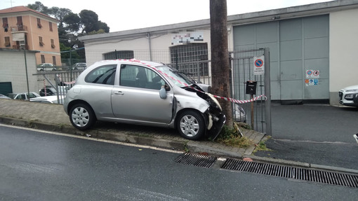 Imperia, perde il controllo dell'auto e va a sbattere contro un albero