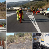 Incendio di Pontedassio, fiamme sotto controllo. In fumo sottobosco di macchia mediterranea (foto)