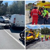 Scontro tra auto, scooter e furgone: a Diano Marina arriva l'elisoccorso. Un ferito in codice rosso al Santa Corona