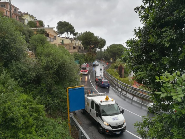 Maltempo, ramo pericolante blocca il traffico a Cervo