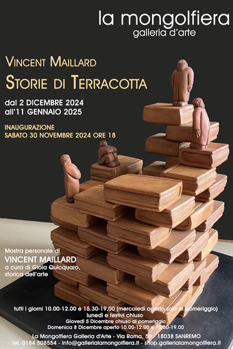 “Storie di terracotta” mostra personale di Vincent Maillard a Sanremo presso la Galleria d’Arte La Mongolfiera dal 2 dicembre 2024 all'11 gennaio 2025