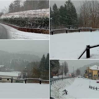 Fiocchi di neve imbiancano il colle di Nava (foto)