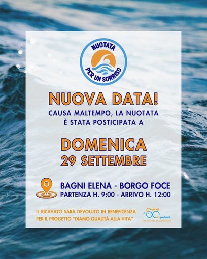 Imperia, causa maltempo rimandata a domenica 29 settembre la &quot;Nuotata solidale&quot;