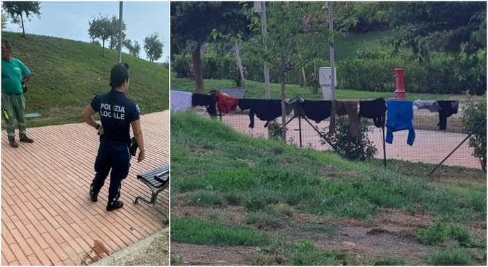 Stendevano la biancheria al Parco Urbano di Imperia, controllati dalla polizia locale