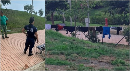 Stendevano la biancheria al Parco Urbano di Imperia, controllati dalla polizia locale