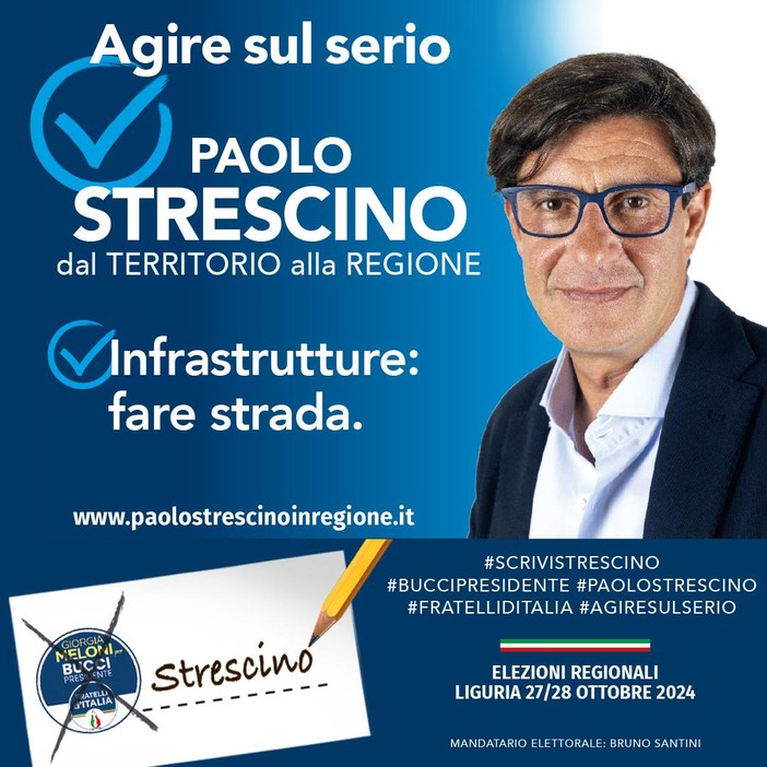 Elezioni regionali, copertura del segnale telefonico nelle gallerie autostradali, Strescino (FdI): &quot;Assolutamente necessario potenziarlo!&quot;