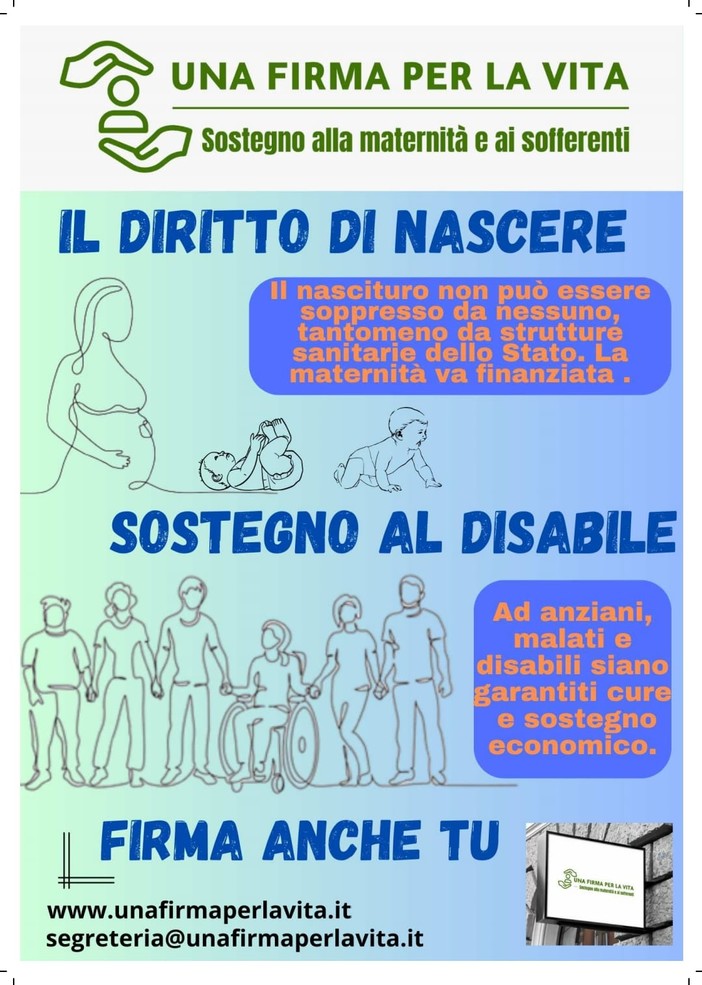 “Una firma per la vita. Sostegno alla maternità e ai sofferenti”, la proposta di legge di iniziativa popolare