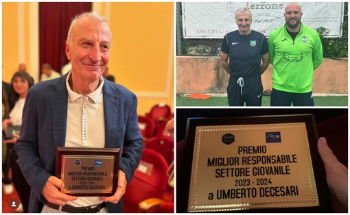Umberto De Cesari dell’ASD Oneglia Calcio premiato come miglior responsabile del settore giovanile 2023-24