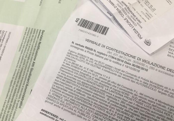 Il Comune di Imperia mette a bilancio 5 mila euro per le notifiche dei verbali in altre città